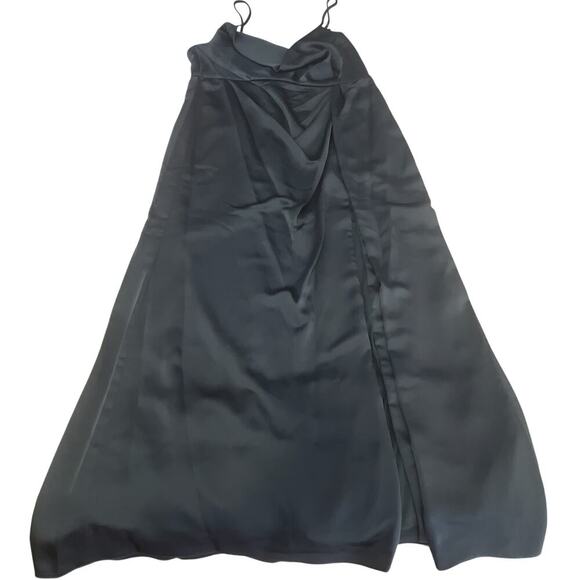 Dessy Group cowl necked wrap maxi dress w/ front slit in Evergreen NWT sz 22W - Picture 11 of 16